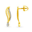 Leaf Inspired Graceful Diamond Gold Fancy Drop Earrings,,hi-res 2