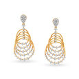 Enchanting 18 Karat Yellow Gold Interlinked Circular Diamond Drop Earrings,,hi-res 