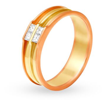 Aristocartic 18 Karat Yellow And Rose Gold And Diamond Finger Ring
