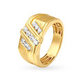 Handsome 18 Karat Yellow Gold And Diamond Finger Ring 