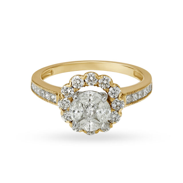 Prominent 18 Karat Dual Gold And Diamond Finger Ring