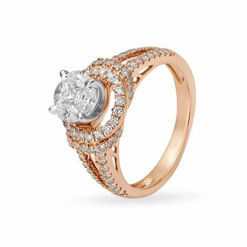 Regal 18 Karat White And Rose Gold And Diamond Finger Ring