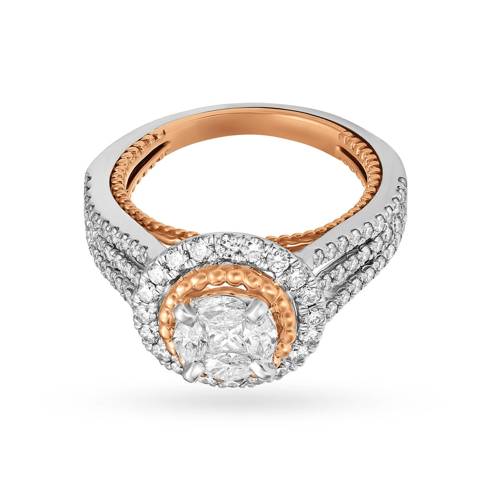 Buy Solitaire Look Gold and Diamond Finger Ring with circular pattern at Best Price Tanishq US