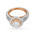 Solitaire Look Gold and Diamond Finger Ring with circular pattern,,hi-res 2