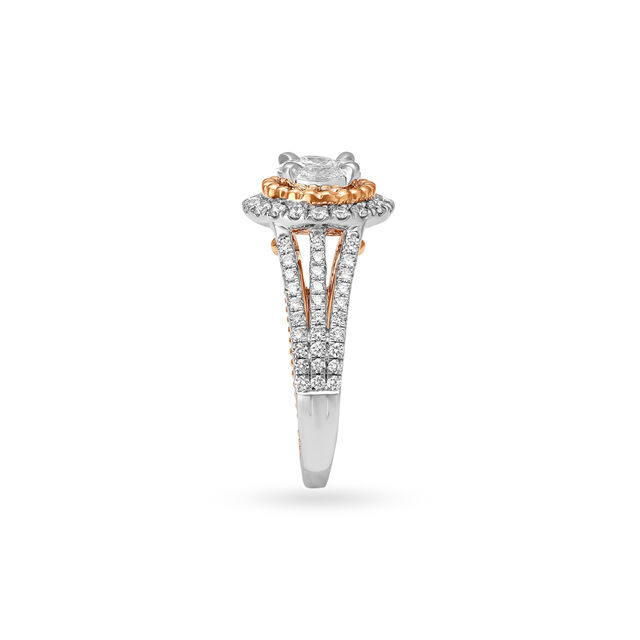 Solitaire Look Gold and Diamond Finger Ring with circular pattern,,hi-res 3