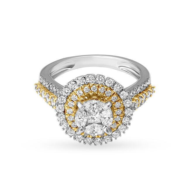 Majestic 18 Karat Rose And White Gold And Diamond Elaborate Finger Ring 2