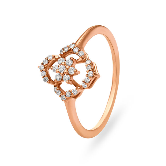 Aesthetic 18 Karat Rose Gold And Diamond Floral Ring