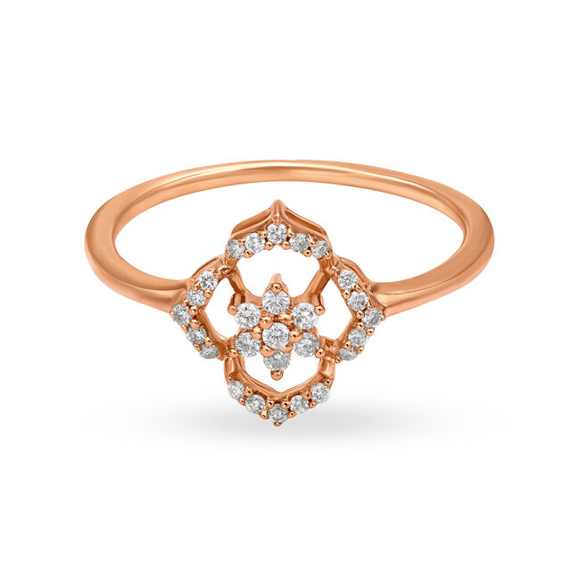Aesthetic 18 Karat Rose Gold And Diamond Floral Ring