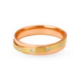 Dual-Tone 18 Karat Gold Entwined Ring With Diamond Studs 2