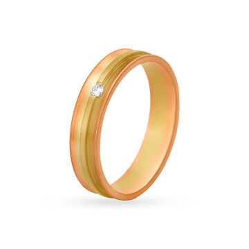 Tanishq 18 Karat White and Rose Gold Diamond Finger Ring