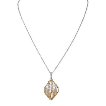 Stunning Geometric Diamond Pendant with Chain in White and Rose Gold
