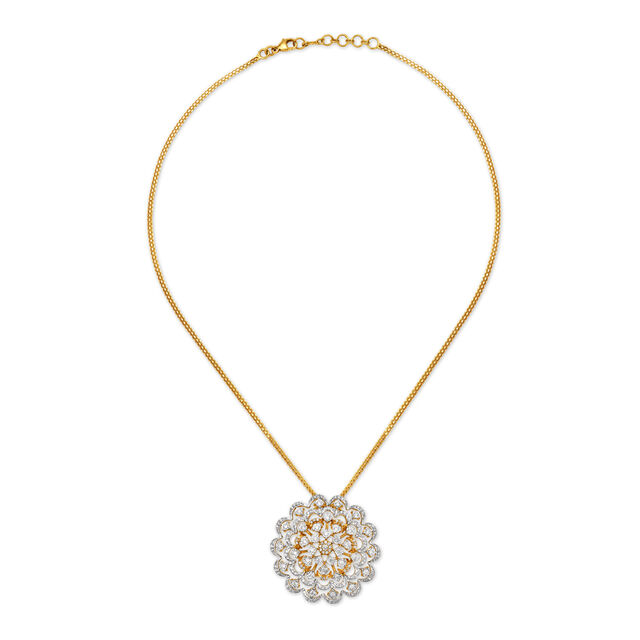 Grand Multiple Stone Gold and Diamond Pendant with Chain,,hi-res