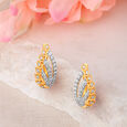Enchanting 18 Karat Yellow Gold And Diamond Leaf And Stems Hoops,,hi-res 