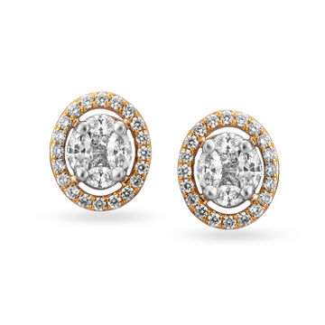 Classy Traditional Rose Gold and Diamond Stud Earrings