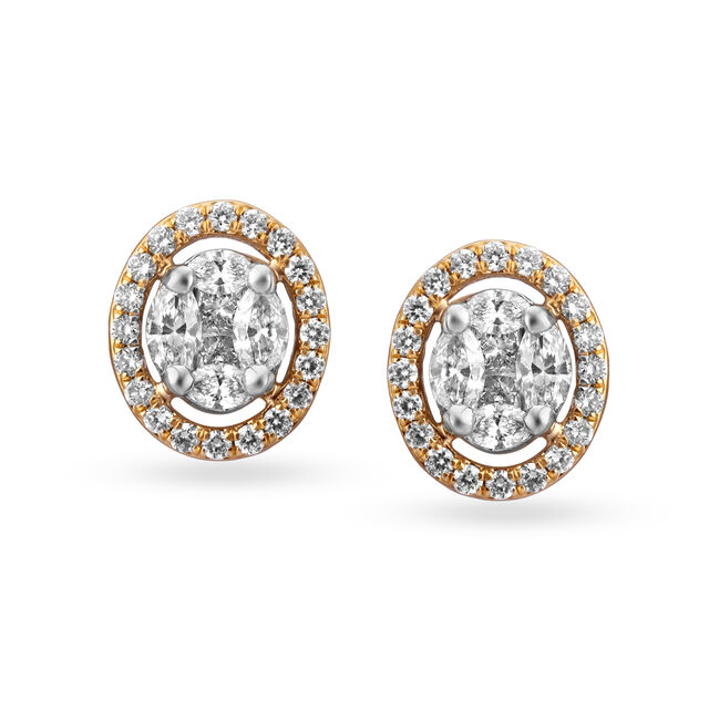 Classy Traditional Rose Gold and Diamond Stud Earrings,,hi-res 