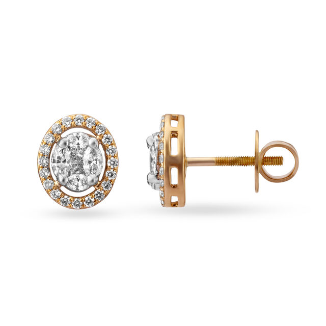 Classy Traditional Rose Gold and Diamond Stud Earrings,,hi-res 2