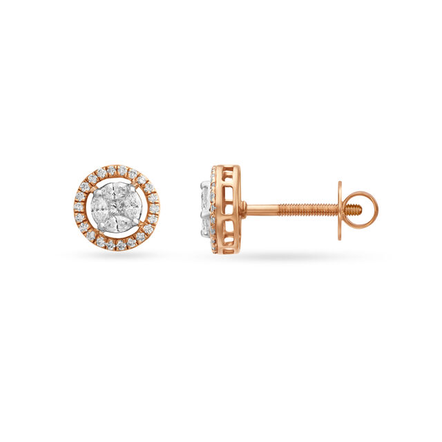 Radiant Rose Gold and Diamond Stud Earrings 4