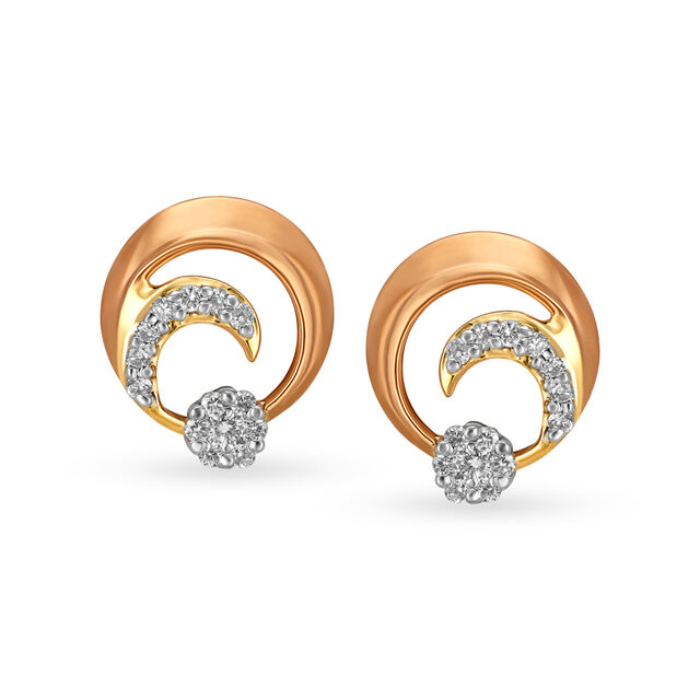 Alluring Cluster Diamond Stud Earrings in Yellow and Rose Gold,,hi-res 