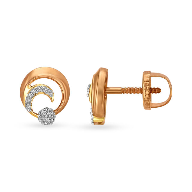 Alluring Cluster Diamond Stud Earrings in Yellow and Rose Gold,,hi-res 2