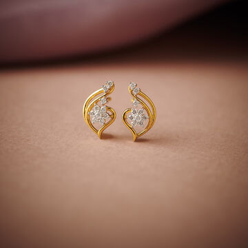 Fancy Floral Motif Diamond Stud Earrings