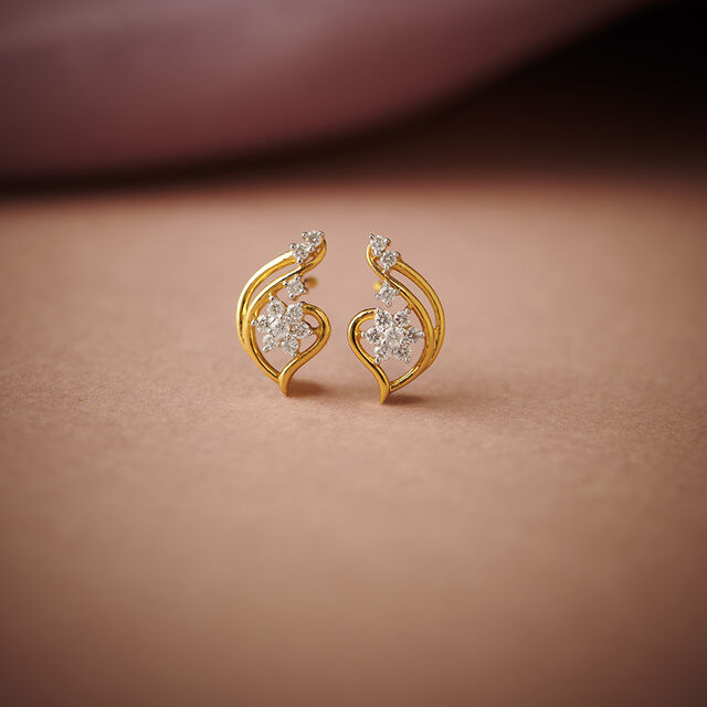 Fancy Floral Motif Diamond Stud Earrings 