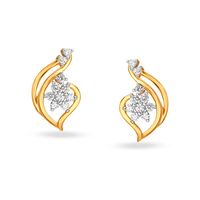 Fancy Floral Motif Diamond Stud Earrings 3