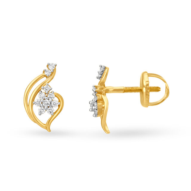 Fancy Floral Motif Diamond Stud Earrings 4