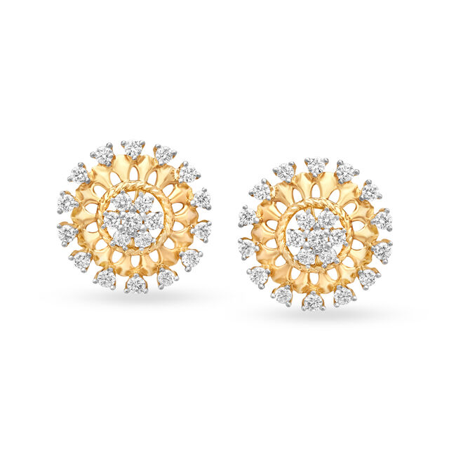Solitaire Look Magical Gold and Diamond Stud Earrings,,hi-res 