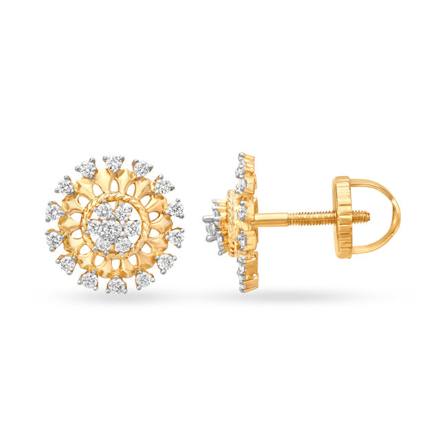 Solitaire Look Magical Gold and Diamond Stud Earrings,,hi-res 2