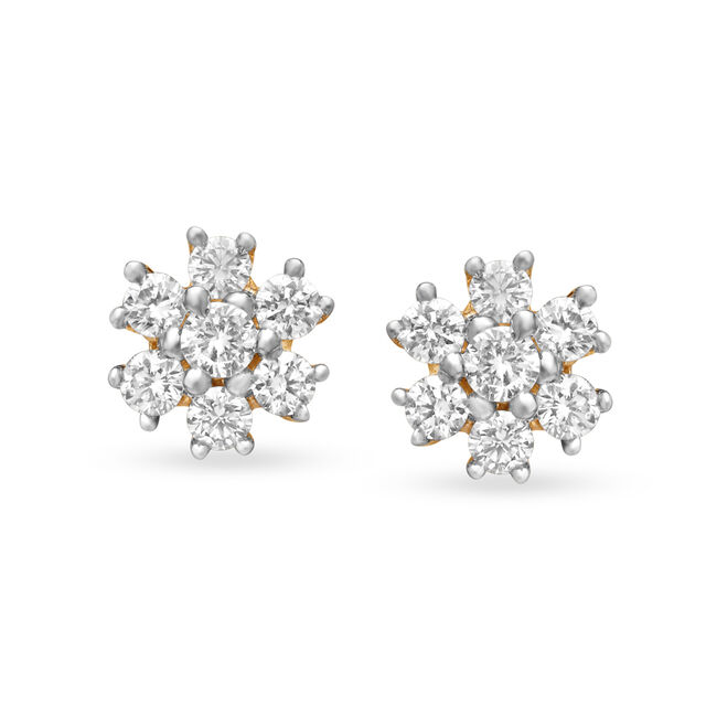 Solitaire Look Magical Gold and Diamond Stud Earrings,,hi-res 3