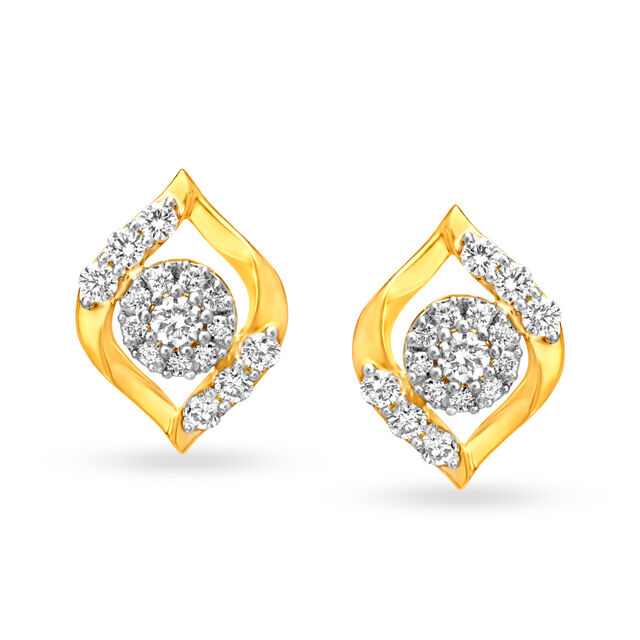 Classic Solitaire Look Gold and Diamond Stud Earrings,,hi-res 