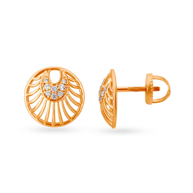 Sublime Contemporary Diamond and Rose Gold Stud Earrings,,hi-res 2