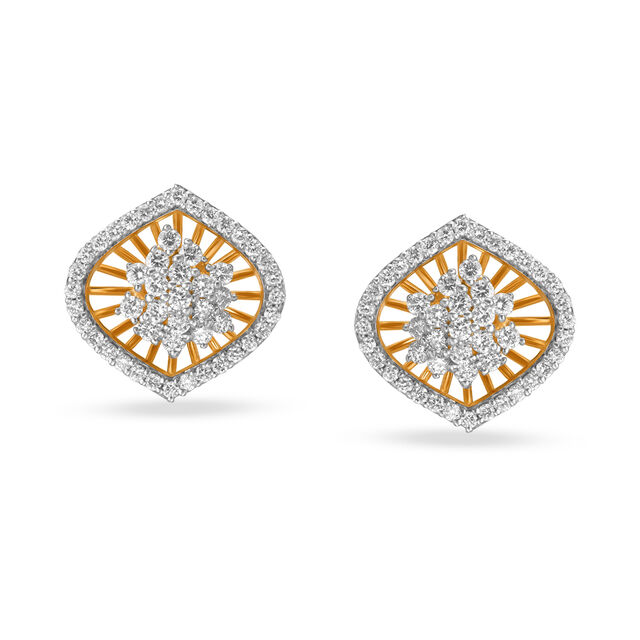 Fancy Floral Gold and Diamond Stud Earrings,,hi-res 