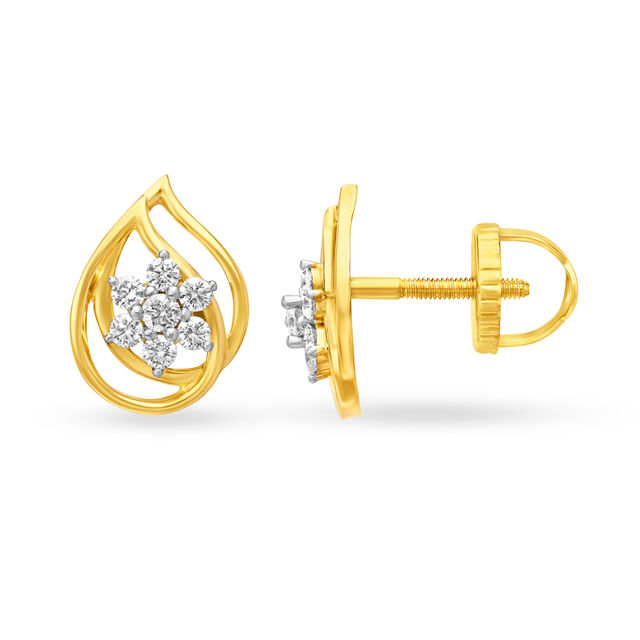 Glossy Seven Stone Gold and Diamond Stud Earrings,,hi-res 2