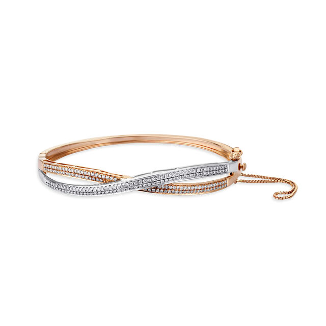 Stylish Diamond Bangle in White and Rose Gold,,hi-res 