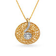 Circular Mesh Gold and Diamond Pendant and Earrings Set 2