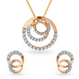 Link Circular Diamond Pendant And Earrings Set,,hi-res 