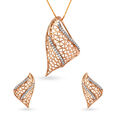 Edgy Mesh Diamond Pendant and Earrings Set in Rose Gold,,hi-res 