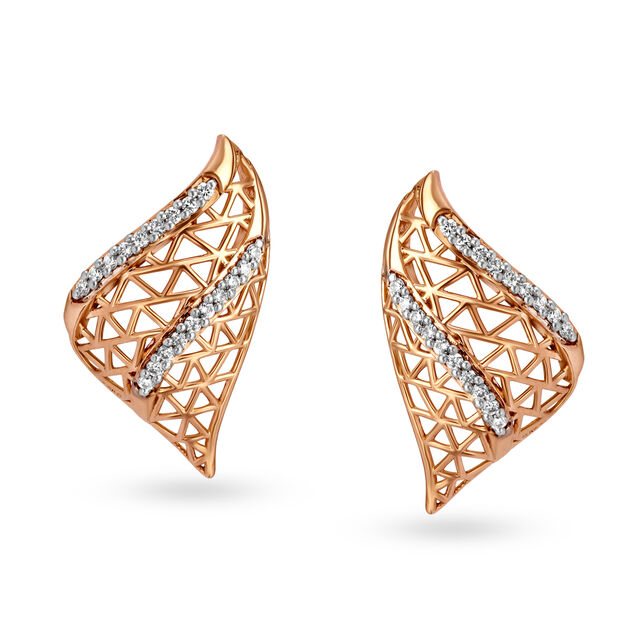 Edgy Mesh Diamond Pendant and Earrings Set in Rose Gold,,hi-res 2