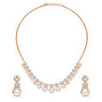 Sparkly Floral Rose Gold and Diamond Necklace Set 