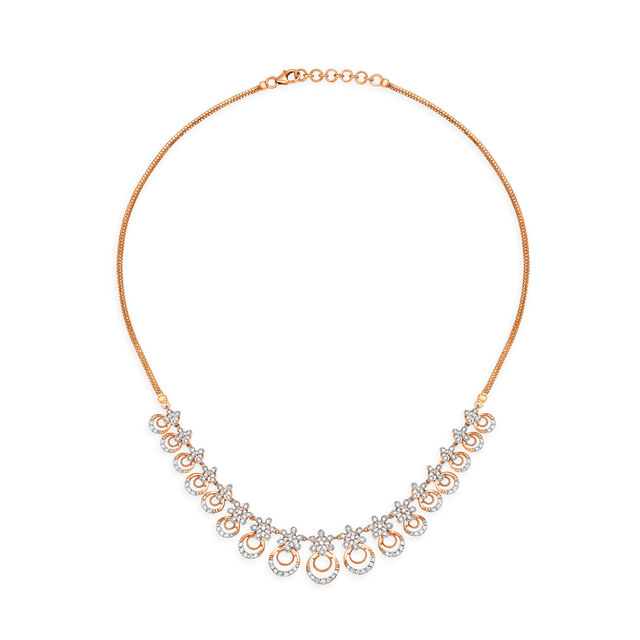 Sparkly Floral Rose Gold and Diamond Necklace Set 2