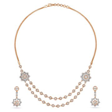 Spellbinding Floral Diamond and Gold Necklace Set