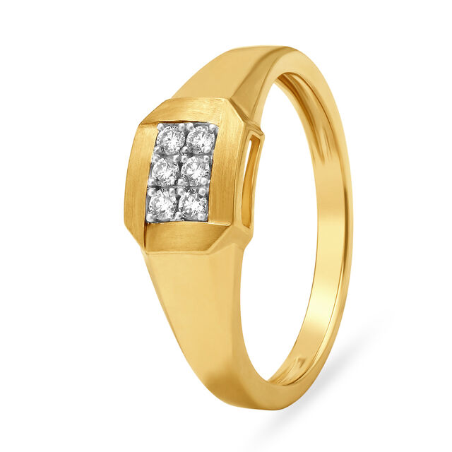Striking 18 Karat Yellow Gold And Diamond Finger Ring 