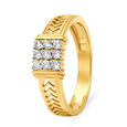 Shimmering 18 Karat Yellow Gold And Diamond Square Finger Ring 