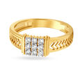 Shimmering 18 Karat Yellow Gold And Diamond Square Finger Ring 2