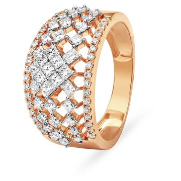 Coruscating 18 Karat Rose Gold And Diamond Lattice Finger Ring
