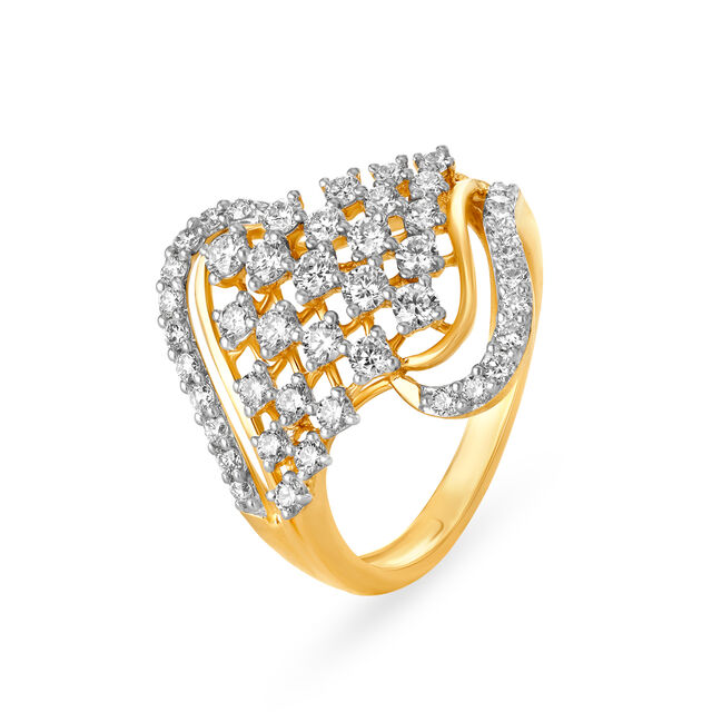 Mesmerizing 18 Karat Yellow Gold And Diamond Statement Ring 