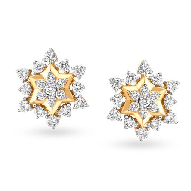 Star Shape Diamond Stud Earrings 