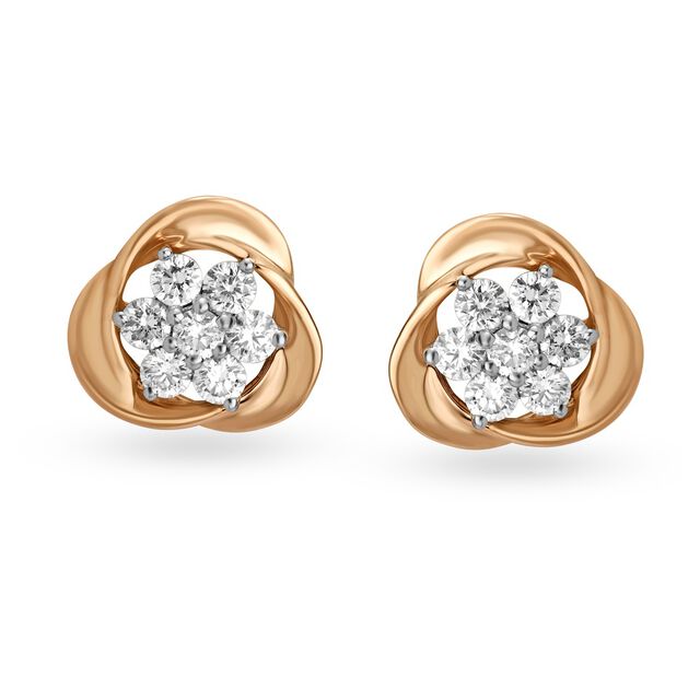 Riveting 18 Karat Rose Gold And Diamond Studs,,hi-res 