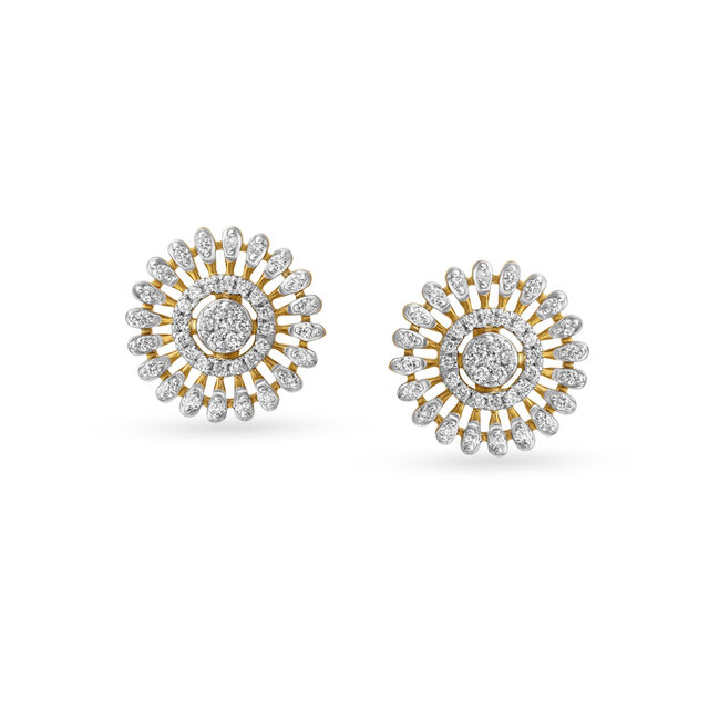 Mystical Floral Diamond Stud Earrings,,hi-res